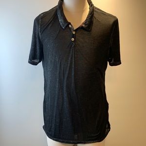 Buffalo David Bitton Large Black thin top 3 front buttons Short Sleeved
